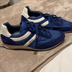 Boss Men's Blue and White Sneakers